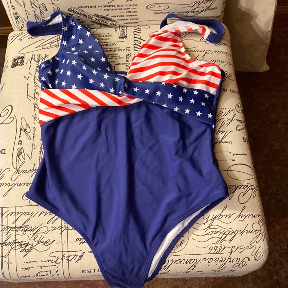 Patriotic Stars and Stripes women’s One Piece Swimsuit